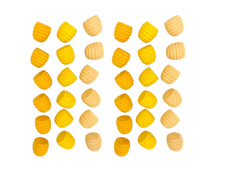 Bikubefigurer til Mønsterbygging, 36stk | Mandala Honeycomb, Gul