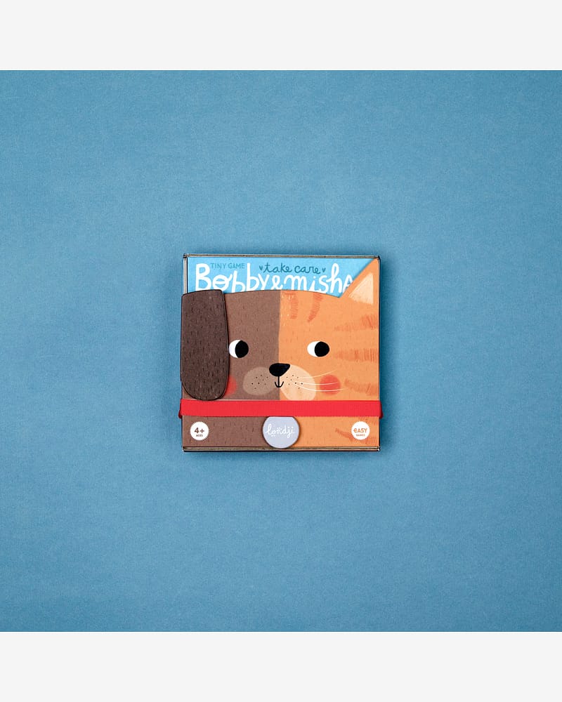 Brettspill Barn 4år, Pocket size - Memoryspill med Kjæledyrtema | Bobby & Mish Tiny Game