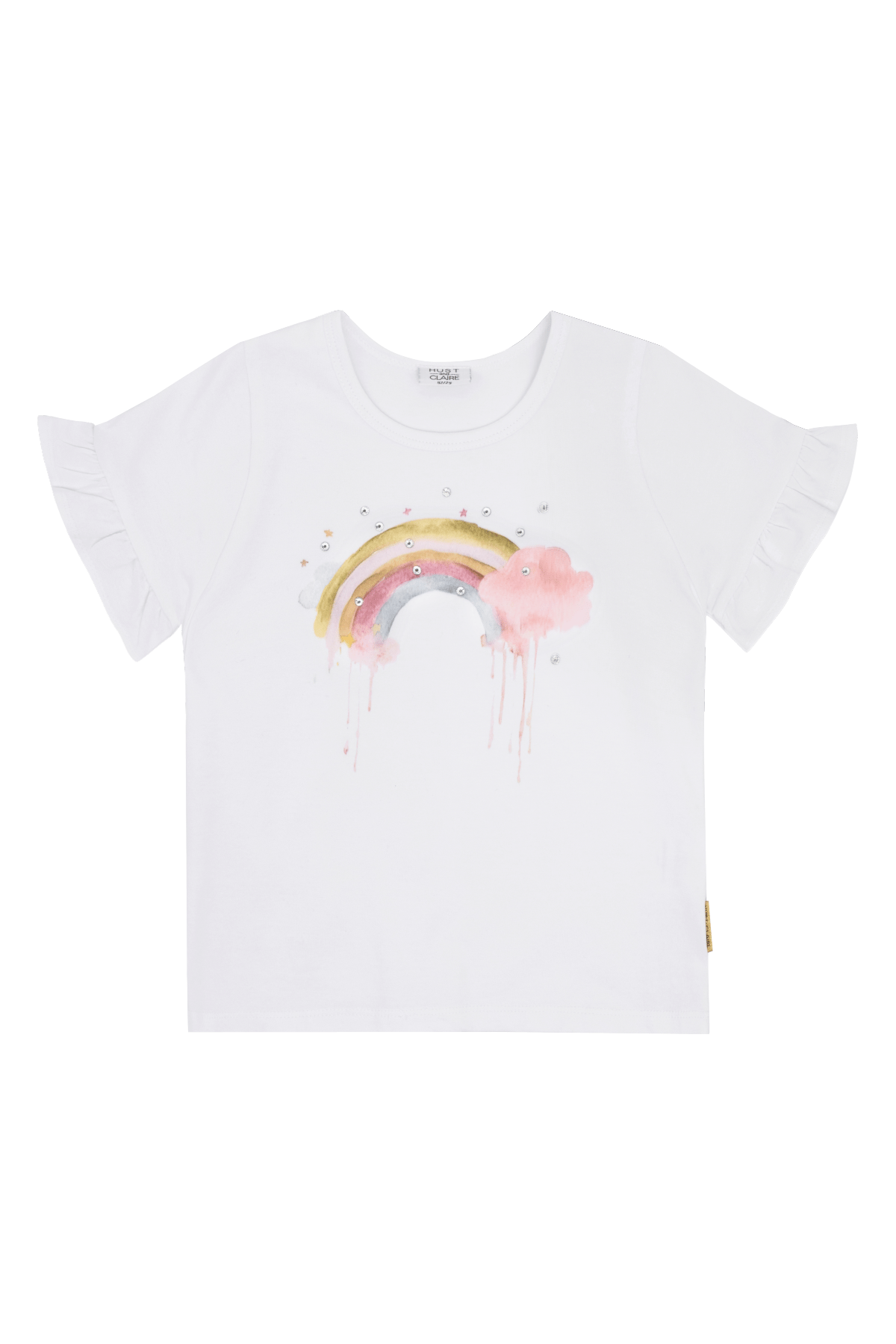 T-skjorte Barn M/ Glitter – Bomull, Elastan | HCAlma Rainbow, Hvit