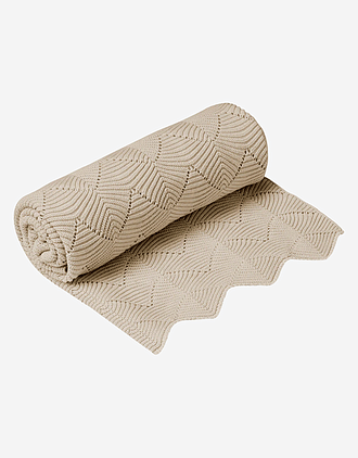 Babyteppe - 80x100 - Strikket Øko Bomull | Scallop Knit Blanket