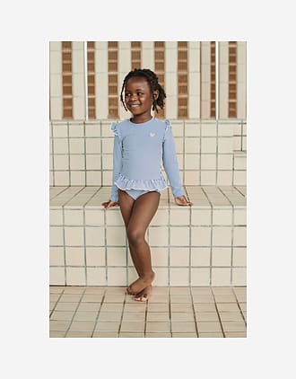 Badedrakt med Armer og Volanger - UV drakt UPF 40+ | Sille Seersucker Swimsuit
