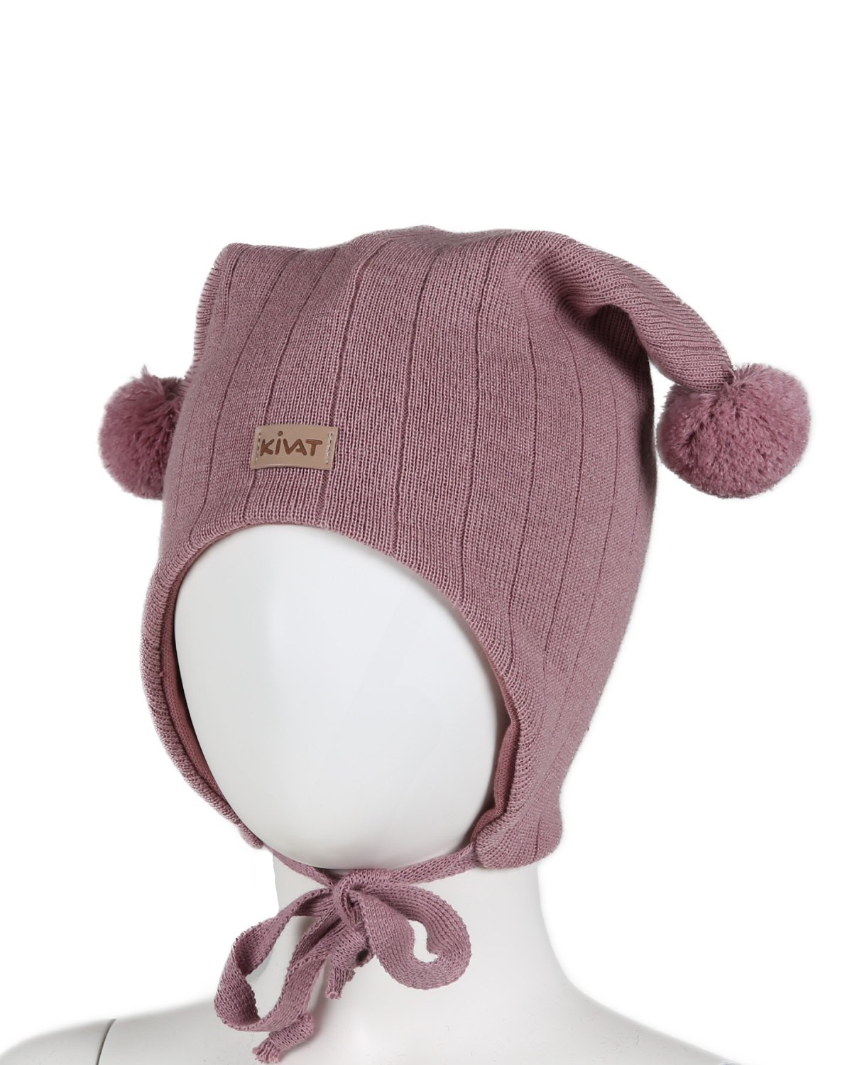 Knytelue Ull m/ Bomullsjersey fôr og Vindstopper | Ubehandlet Ull, Rosa - Dusty Rose