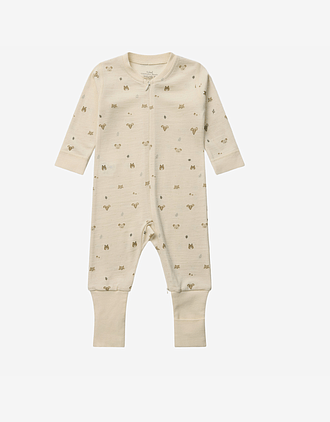 Ullpysj Baby - Heldrakt to-veis glidelås og trylleføtter - Ull/Bambusviskose | HCManu Forest