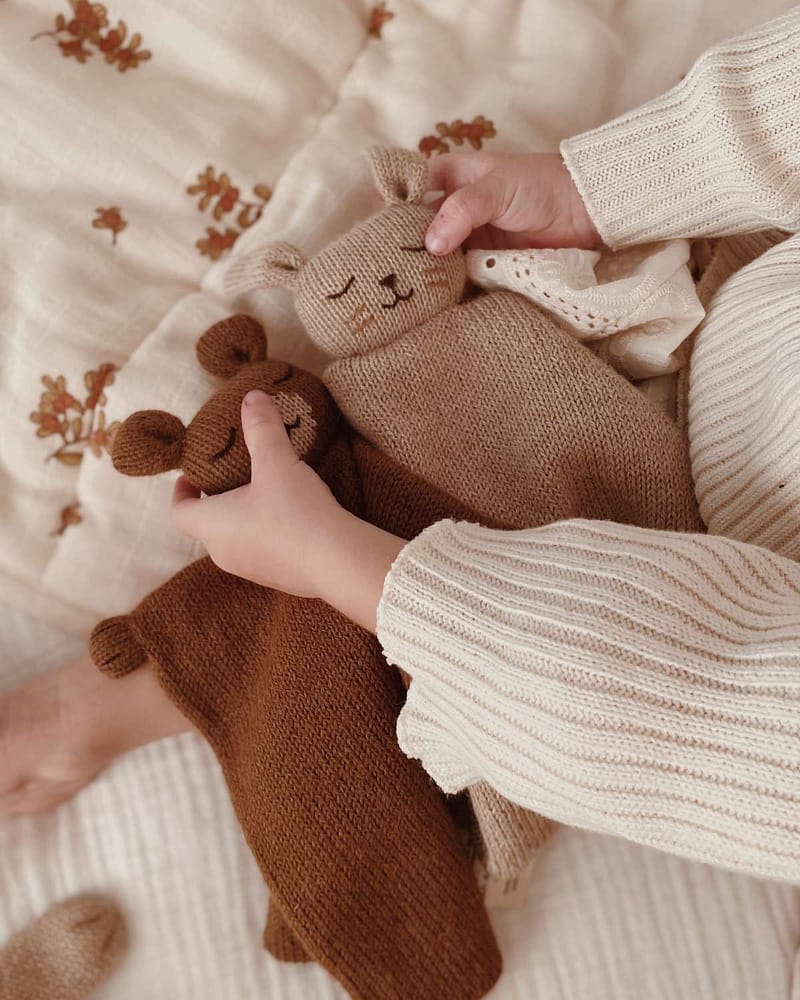 Koseklut Bamse - Håndstrikket Alpakkaull | Knitted Cuddle Cloth