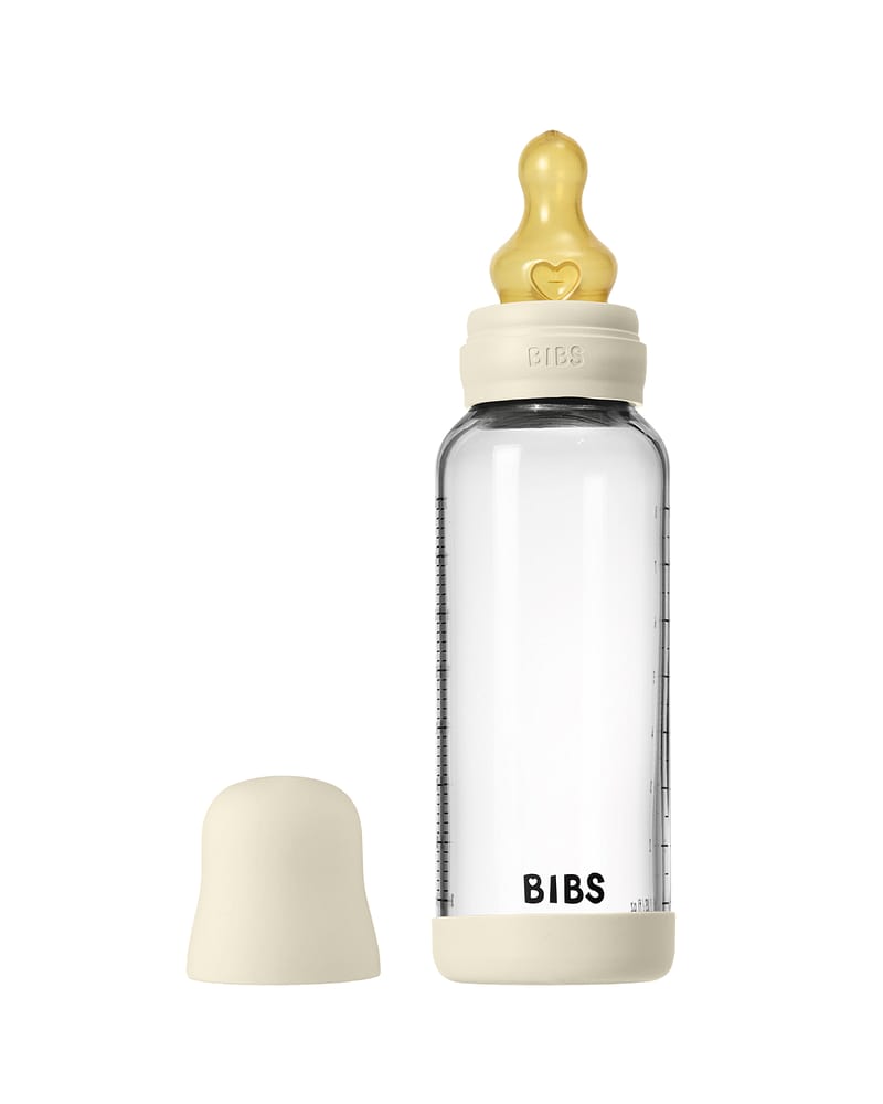 BIBS Tåteflaske i Glass med silikonbunn | Komplett Sett - 240ml