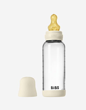 BIBS Tåteflaske i Glass med silikonbunn | Komplett Sett - 240ml