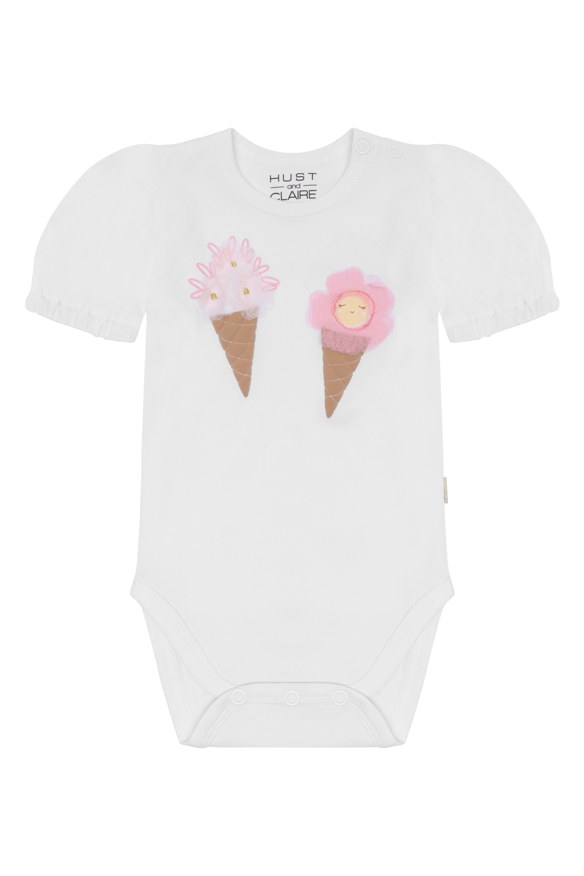 Body m/ Puff ermer – 95% Bomull,5% Elastan | HCBritt Ice cream, Hvit