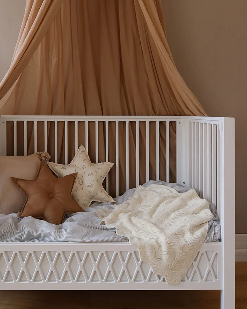 Babyteppe - 80x100 - Strikket Øko Bomull | Scallop Knit Blanket, Cream, Cream, Cream, Cream, Cream