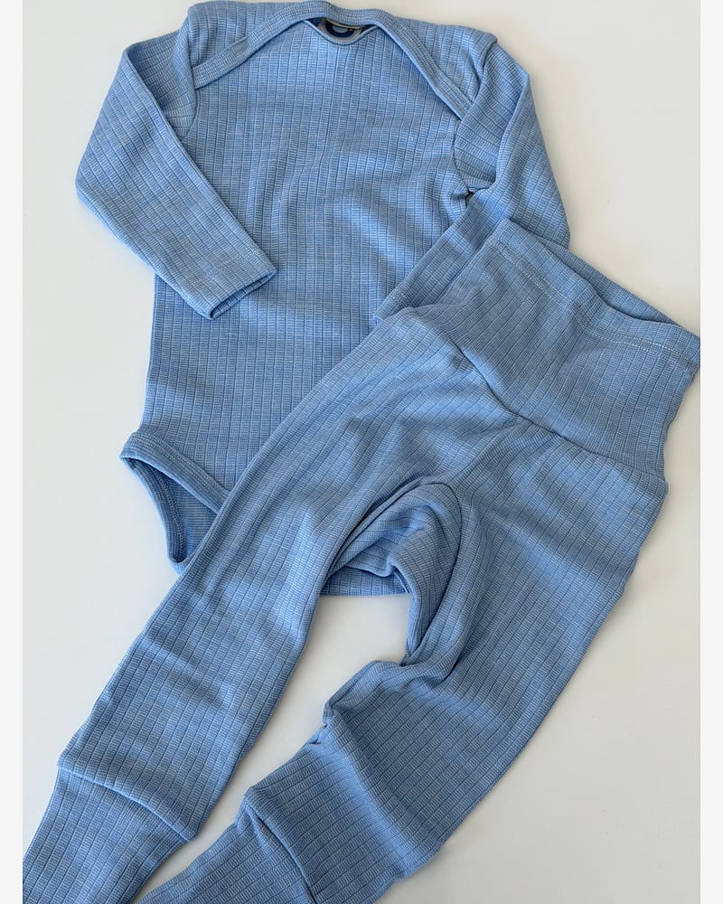 Bukse Rib m/ høyt liv – 45% Bomull, 35% Merino, 20% Silke – Ubehandlet Ull