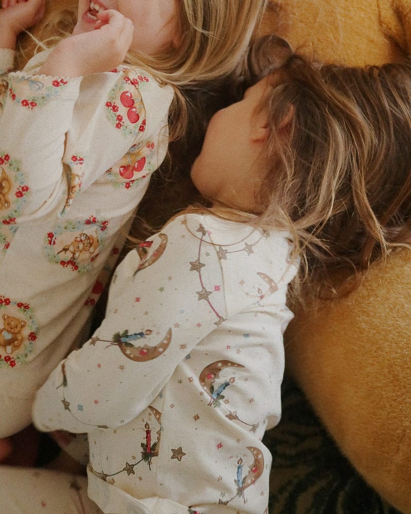 Pysjamas Barn - Trøye og Bukse - Øko Bomull | Julepysj Basic Blouse/Pants Set