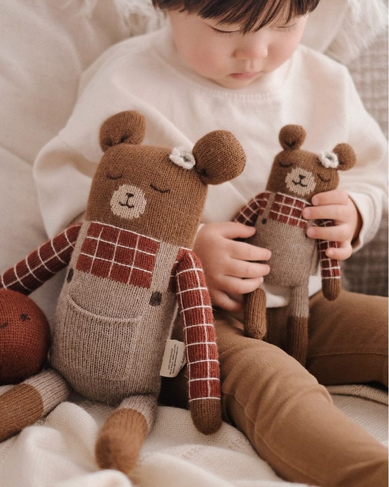 Kosebamse - Håndstrikket Alpakkaull | Teddy Knit Toy