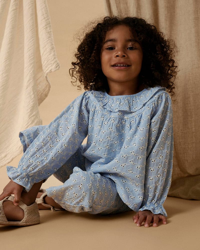 Bluse Barn M/ Volangerkrage - Øko Bomull | NMFTESSIE LS LOOSE SHIRT LIL