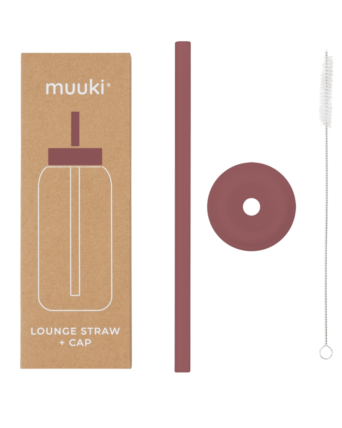 Flaskelokk m/ Sugerør til Muuki Daily Bottle – Lounge Straw + Cap, Chocolate Plum