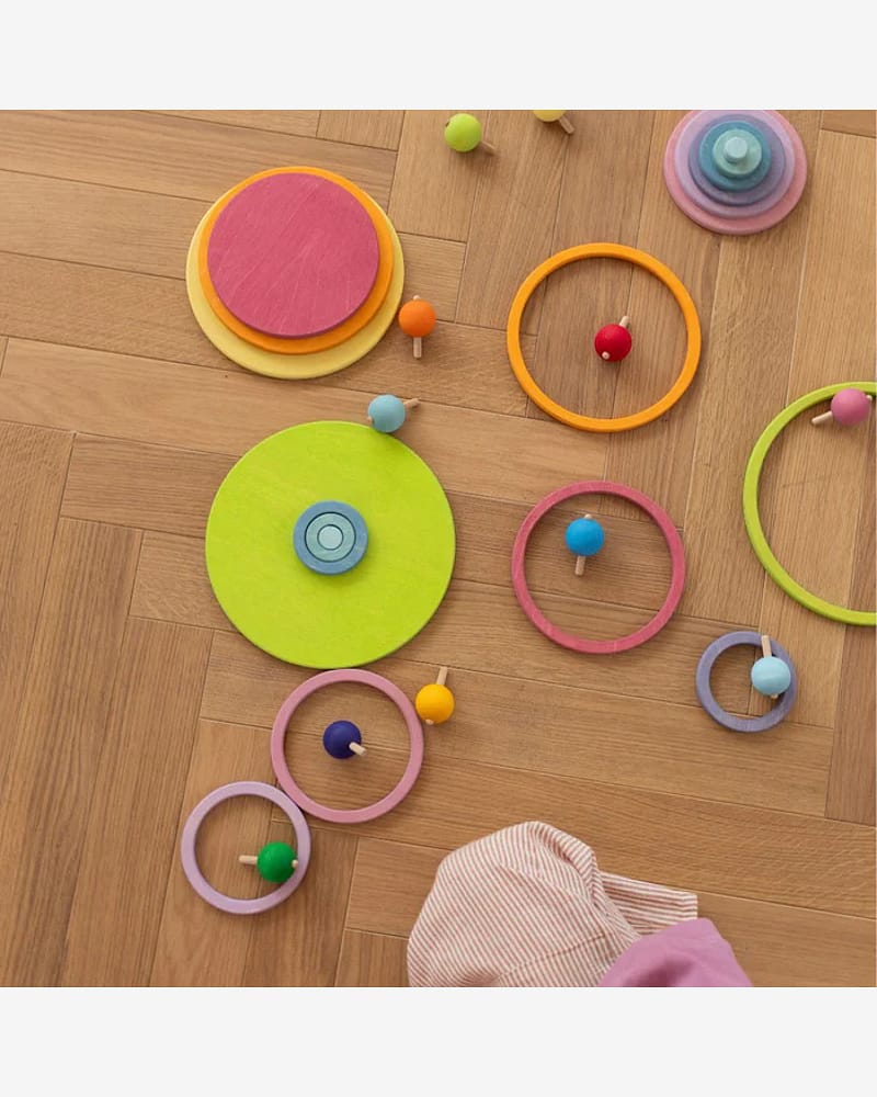 Sett med Snurrebass 6stk | Pastel Spinning Top