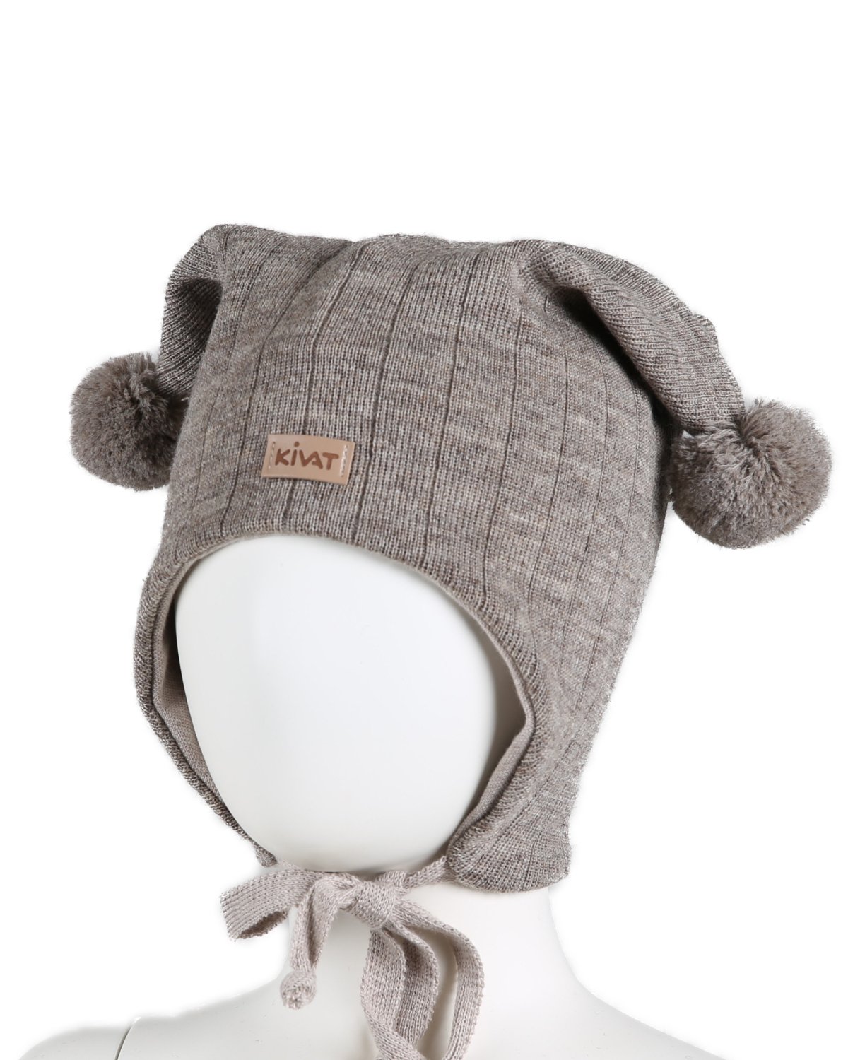 Knytelue Ull m/ Bomullsjersey fôr og Vindstopper | Ubehandlet Ull, Beige Melert