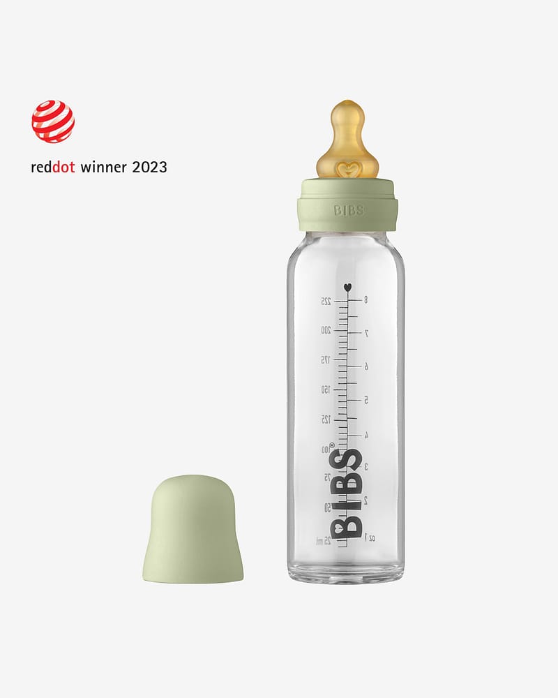 BIBS Tåteflaske i Glass 225 ml - Komplett Sett