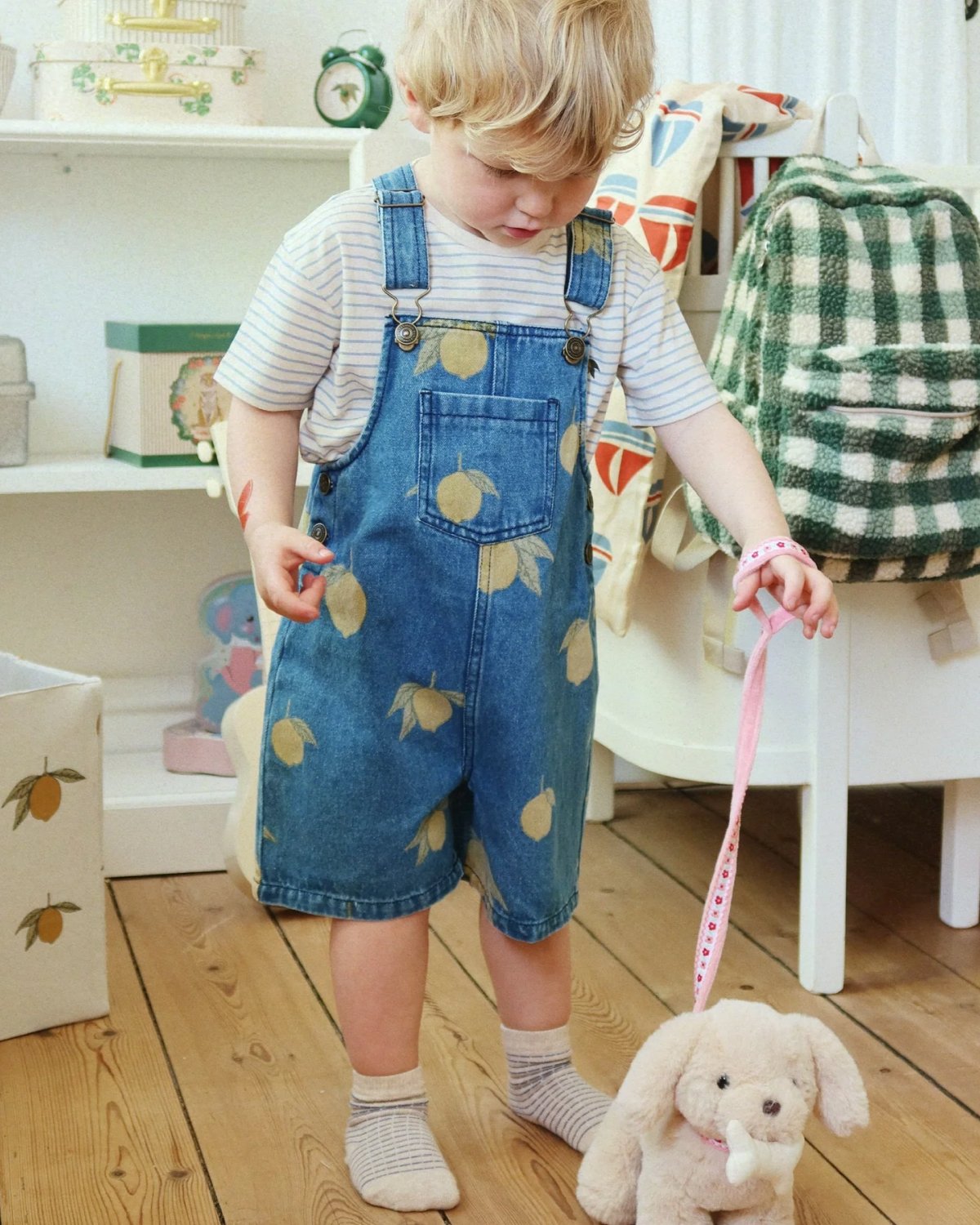 Seleshorts Barn – Denim, 100% Øko Bomull | Magot Overalls GOTS, Lemon Denim