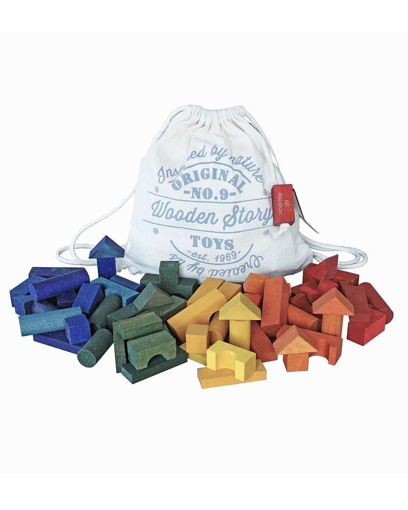 Byggeklosser i tre 60stk - Håndlaget | Blocks In Sack