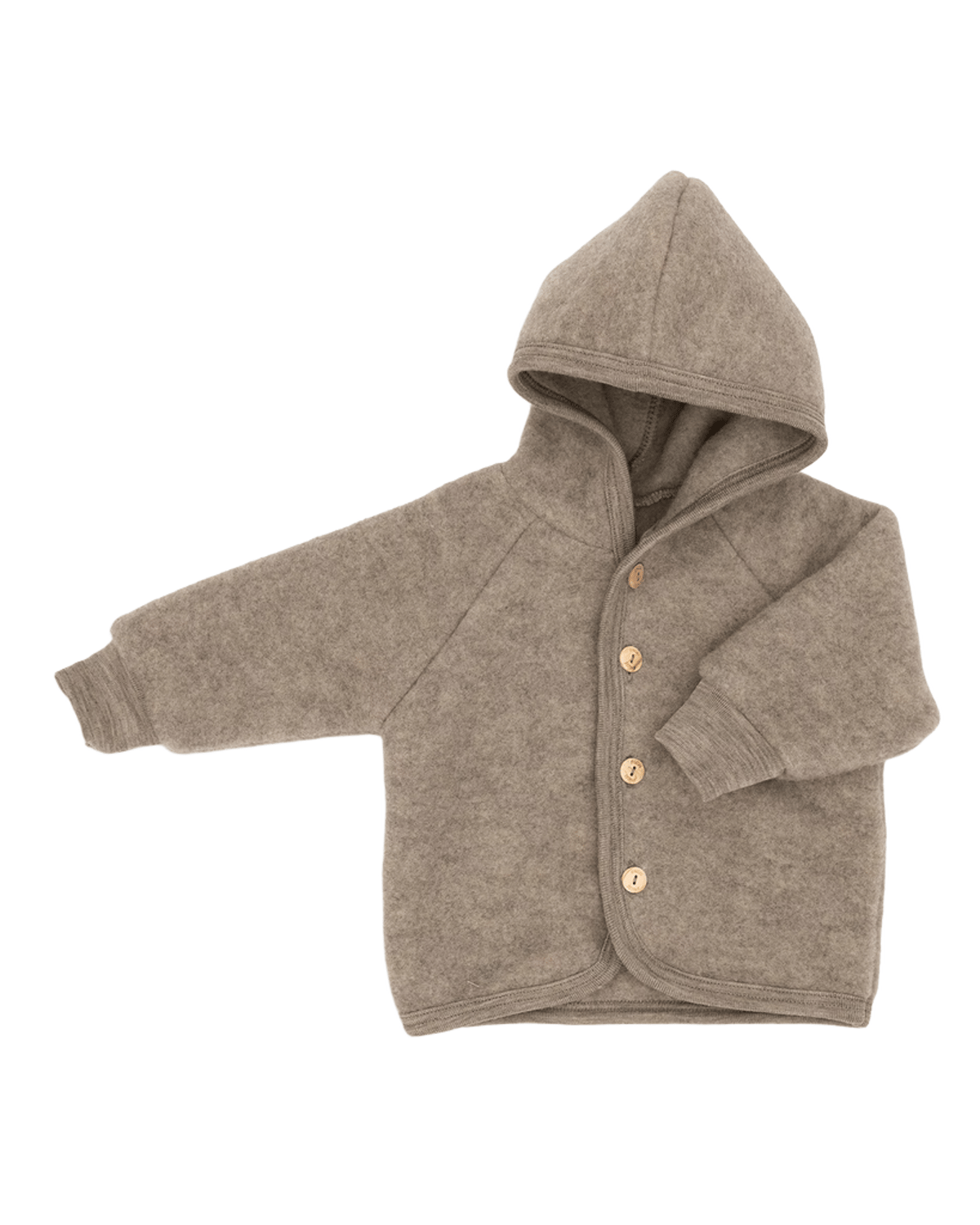 Ulljakke i tykk Ullfleece – 100% Merino, Brun - Walnut Melange