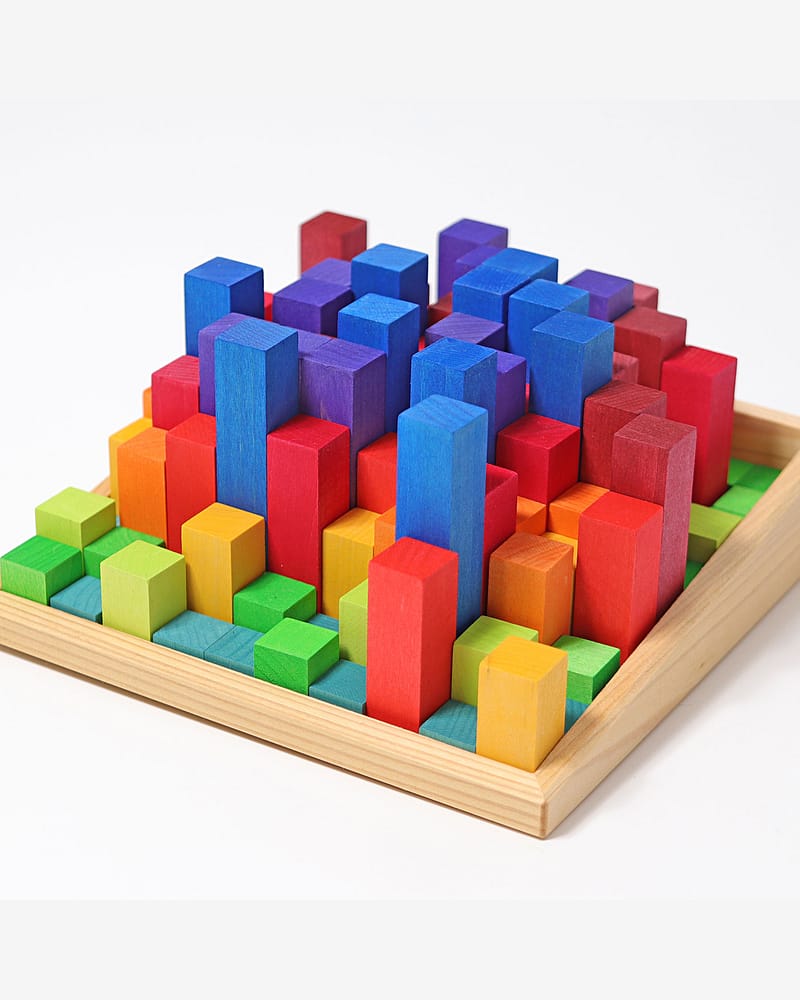 Små Telleklosser i Trapp - 100 Byggeklosser i Treramme | Small Stepped Counting Blocks