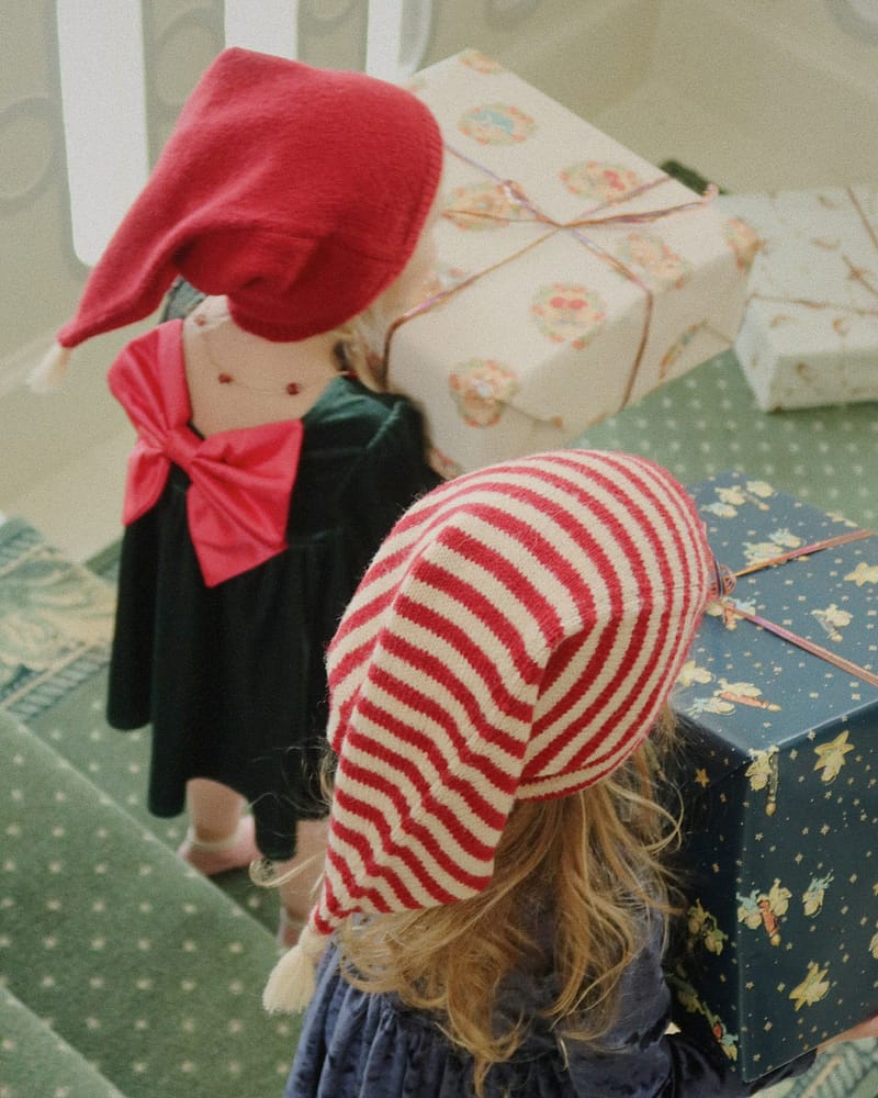 Nisselue Barn - Strikket, 60% Alpakkaull, 40% Nylon | Christmas Knit Hat