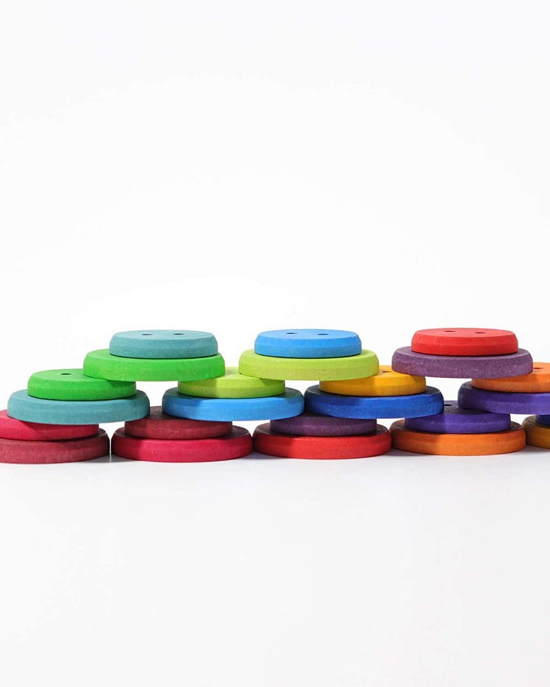Store Treknapper 24pk - Sortering og Snørespill | Large Wooden Buttons