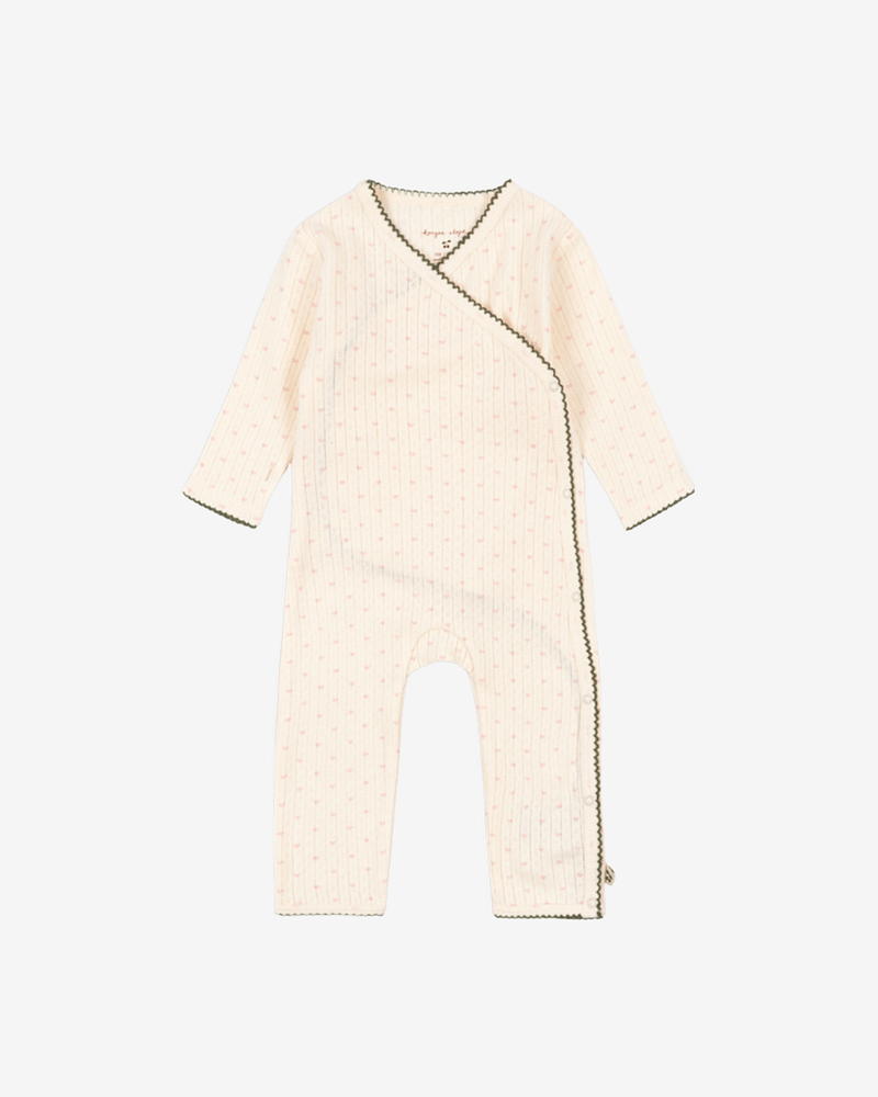Heldress med Omslag - 100% Øko Bomull, Pointelle | Minnie Newborn Onesie GOTS