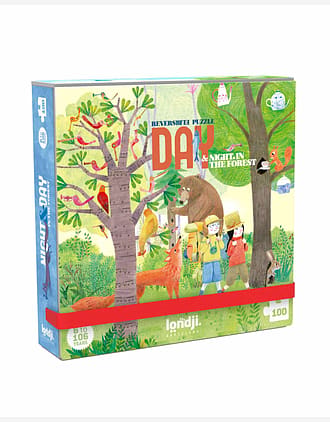 2i1 Puslespill Pocket size "Natt og Dag i Skogen" - Puslespill Barn 6år+ | Night and Day in the Forest