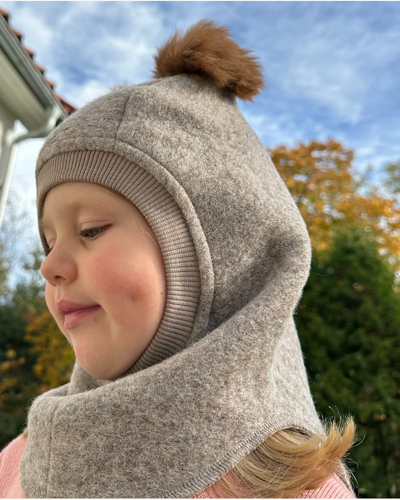 Balaclava Ull 2-Lags - Børstet Ullfleece | Alpaca Pompoms