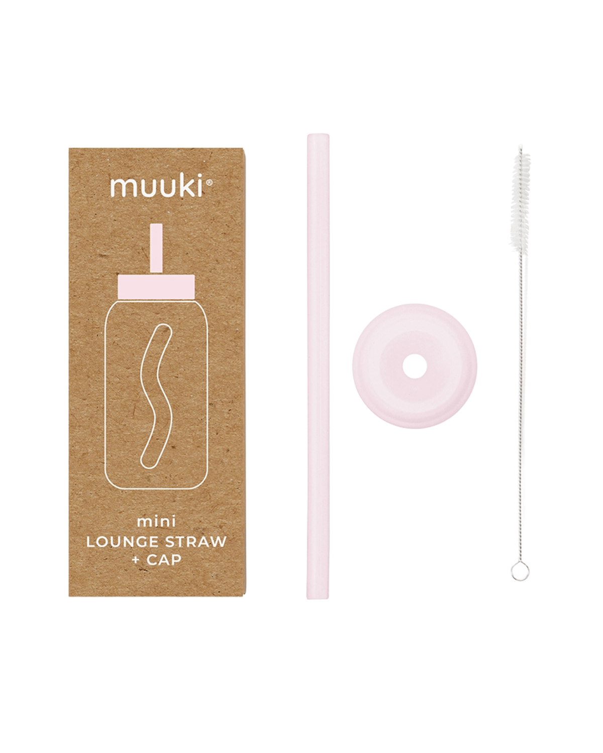 Flaskelokk m/ sugerør til Muuki Mini – Lounge Straw Cap, Puderrosa - Marshmallow