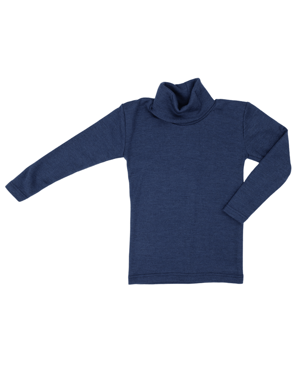 Ulltrøye med Turtleneck – 70% Merino 30% Silke – Ubehandlet Ull, Marineblå