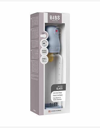 BIBS Tåteflaske i Glass med silikonbunn | Komplett Sett - 240ml