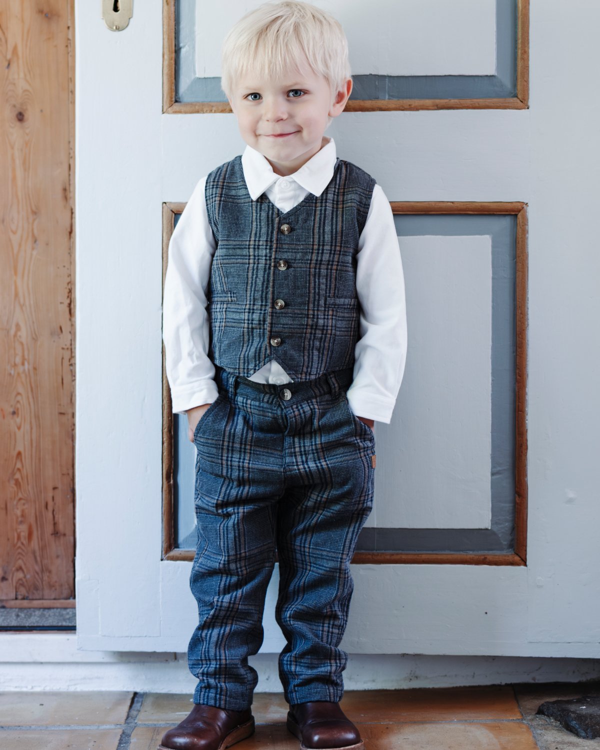 Christmas 2025 Bukse Barn – Vevd Twill Penbukse, Grey Blend