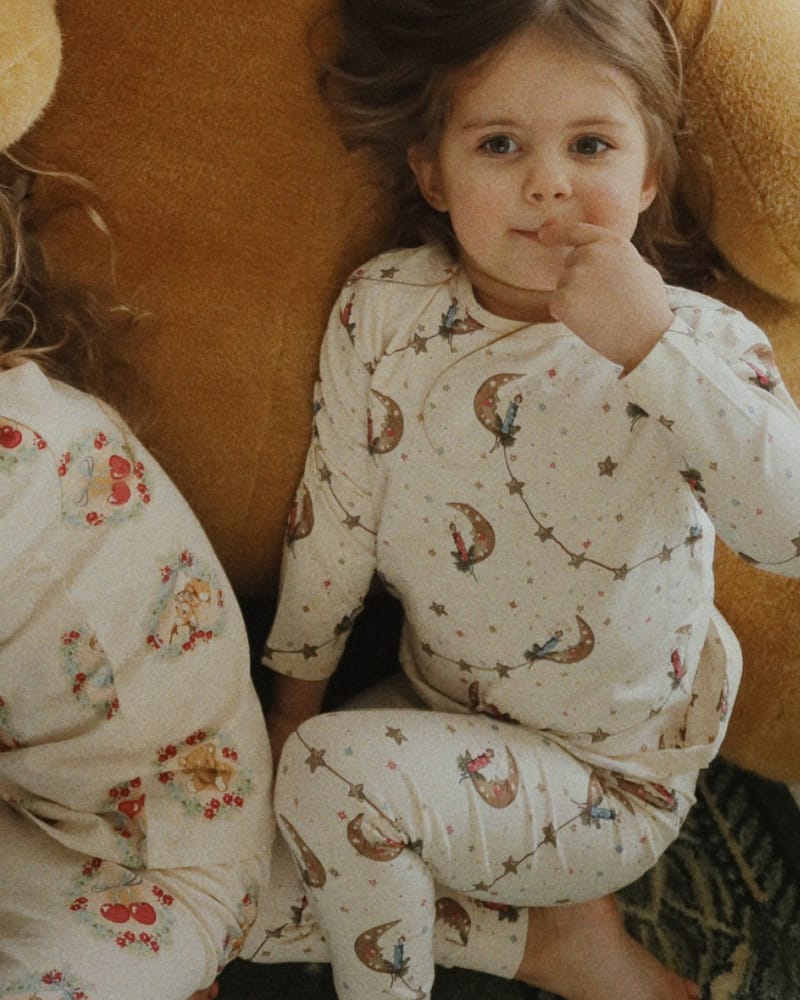 Pysjamas Barn - Trøye og Bukse - Øko Bomull | Julepysj Basic Blouse/Pants Set