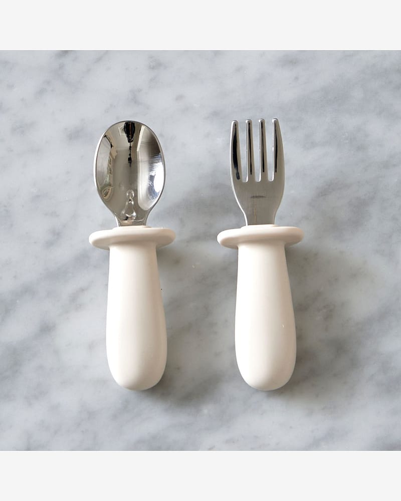 Bestikk Sett Baby - Rustfritt Stål & Silikon | Baby Cutlery Set