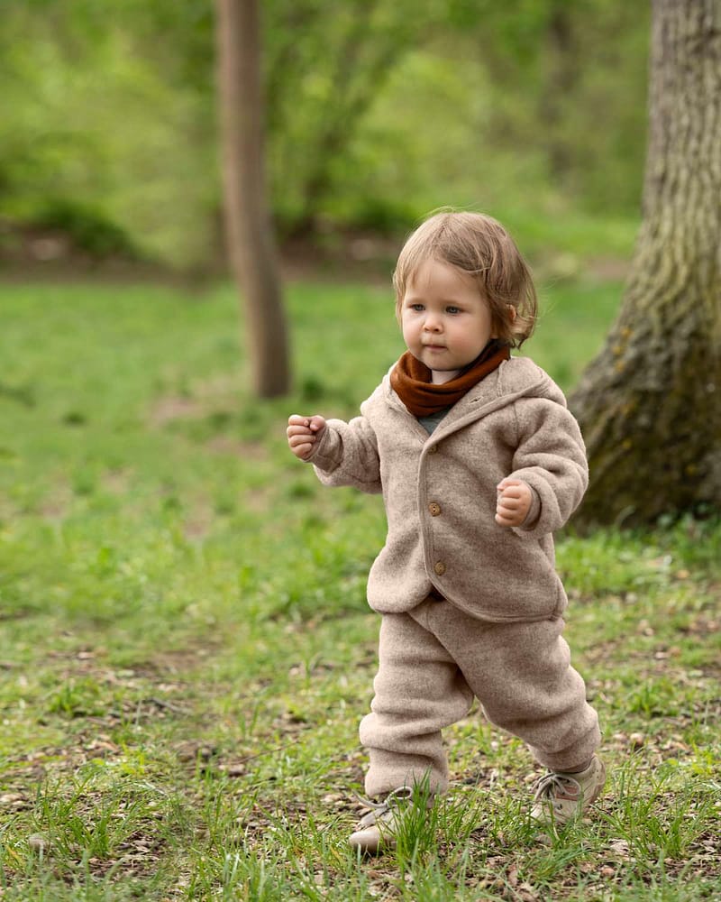 Ulljakke i tykk Ullfleece - 100% Ubehandlet Ull | Baby Jacket Hooded