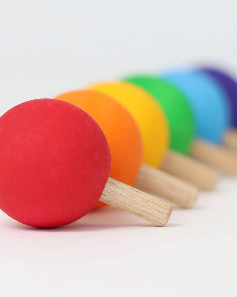 Sett med Snurrebass 6stk | Rainbow Spinning Top