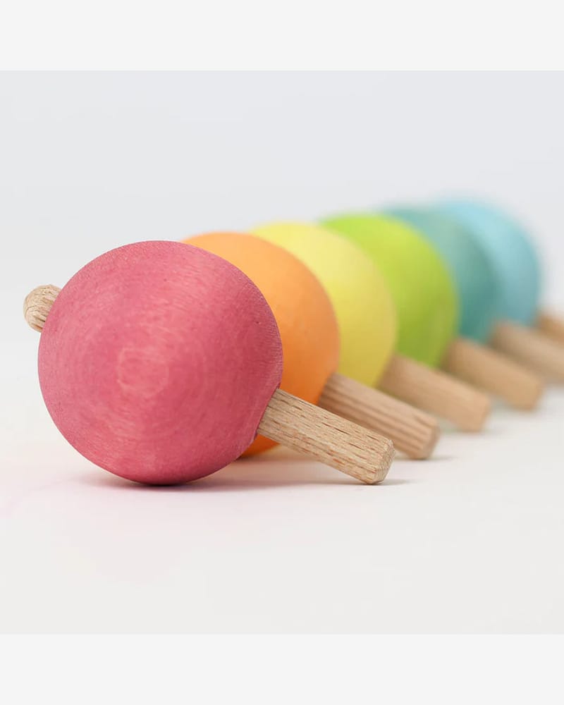 Sett med Snurrebass 6stk | Pastel Spinning Top