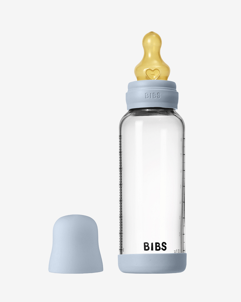 BIBS Tåteflaske i Glass med silikonbunn | Komplett Sett - 240ml