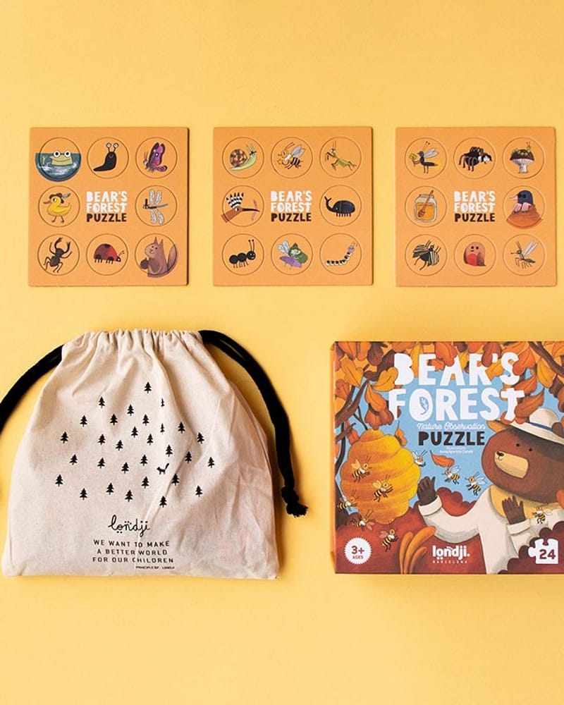 Puslespill og "Hvor er..."-spill - 2i1 Puslespill Barn 3år+ | Bear’s Forest