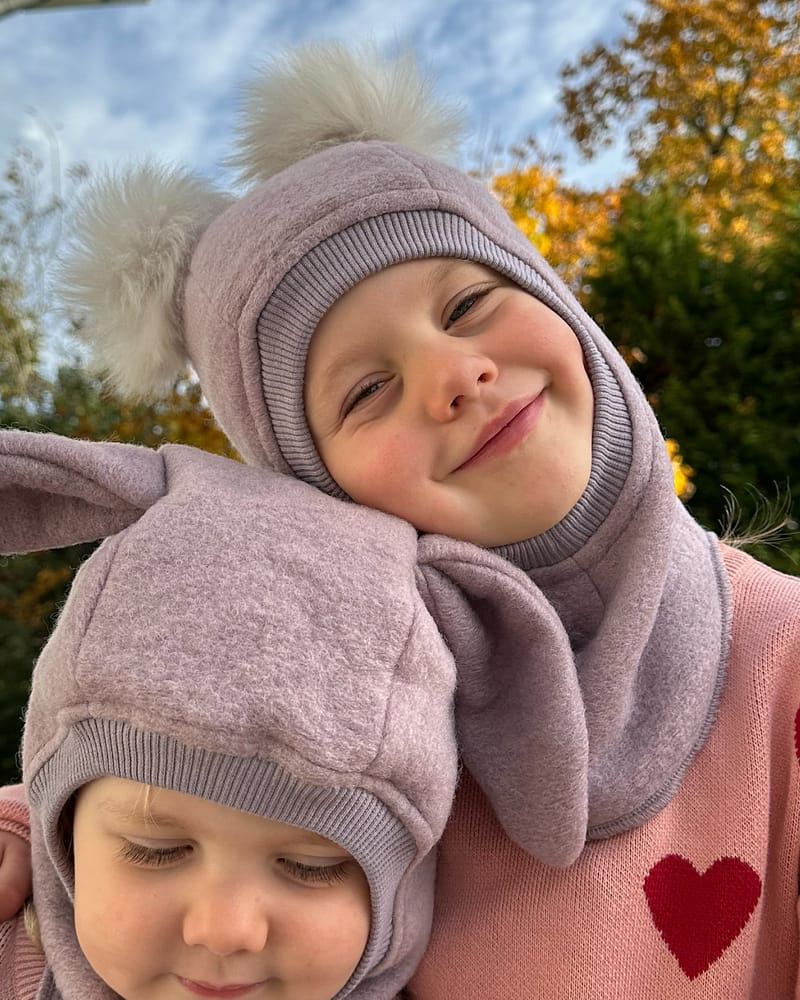 Balaclava Ull 2-Lags - Børstet Ullfleece | Alpaca Pompoms