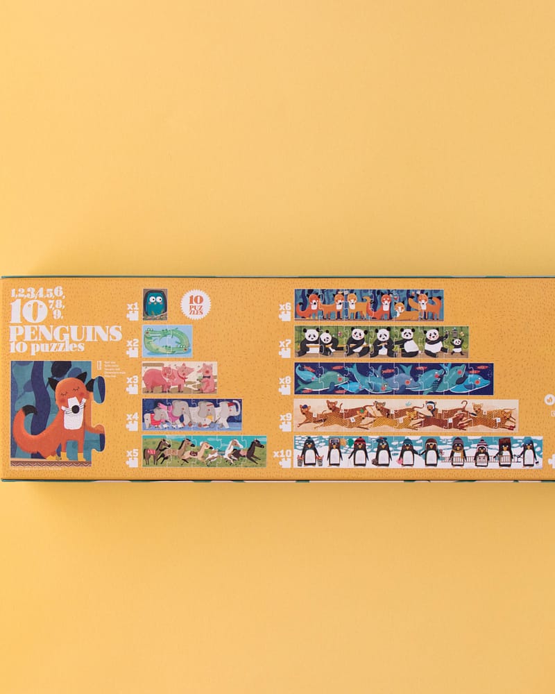 Puslespill og Tellelek - 10x Puslespill Barn 3år+ | 10 penguins puzzle NEW