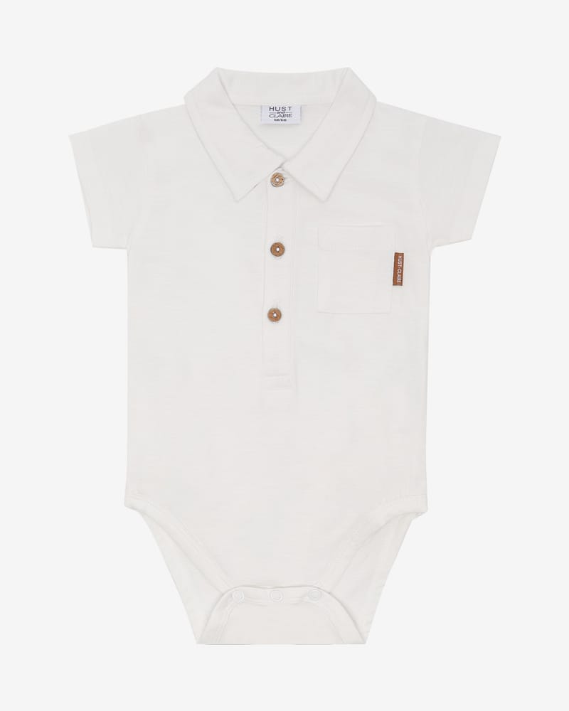 Body m/ Polo Krage, Kortermet - 95% Øko Bomull, 5% Elastan | HCBoye Slub