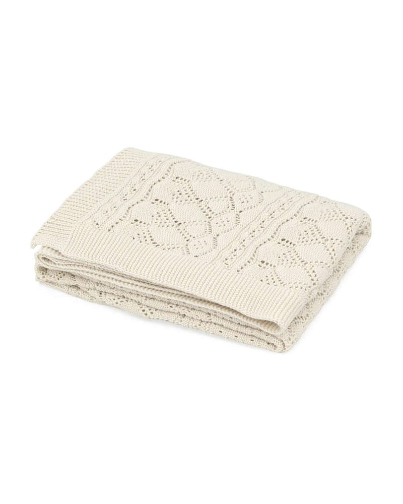 Babyteppe - 80x100 - Strikket Øko Bomull | Pointelle Baby Knit Throw