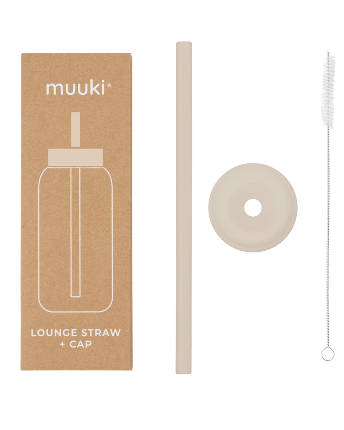 Flaskelokk m/ Sugerør til Muuki Daily Bottle – Lounge Straw + Cap, Summer Sand