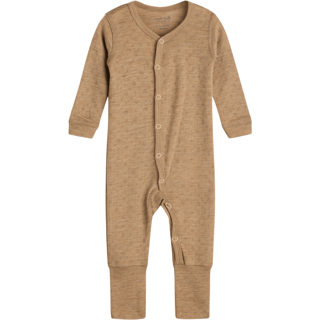Ullpysj Baby – Heldrakt med trylleføtter – Pointelle, 85% Merino, 15% Silke | HCMili Pointelle, Biscuit