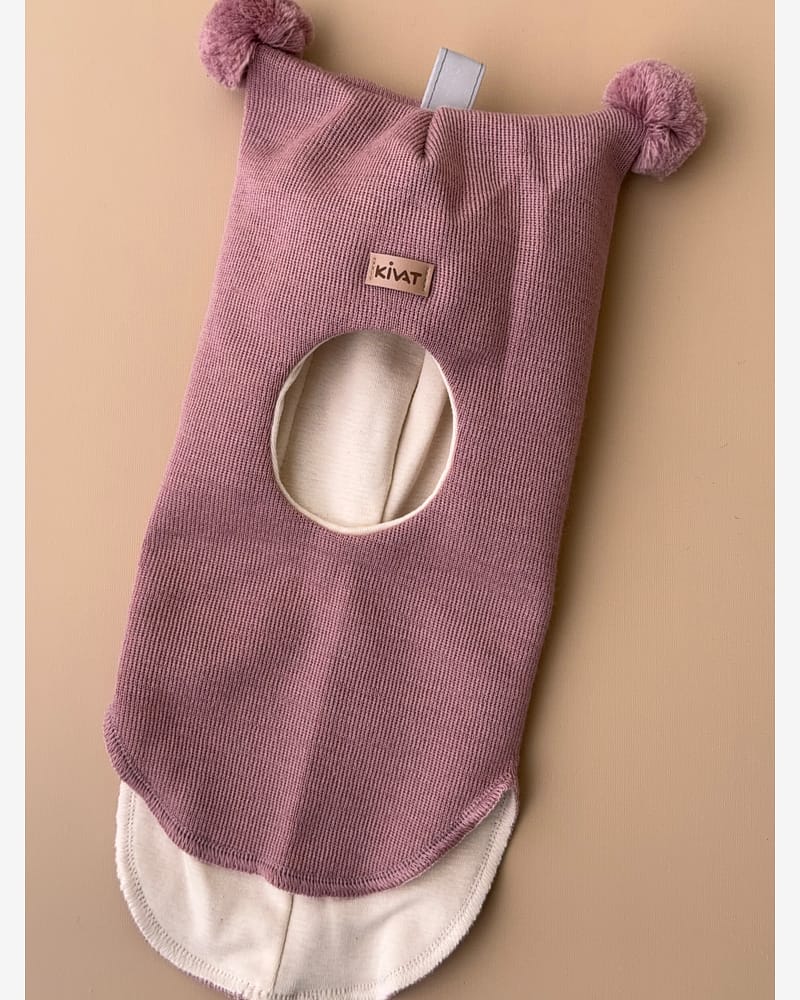 Balaclava Ull m/ Bomullsjersey fôr og Vindstopper | Ubehandlet Ull