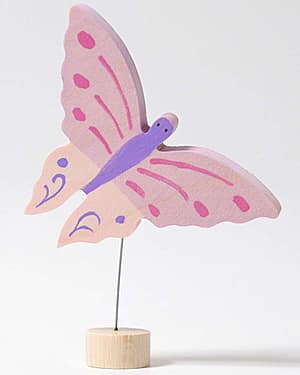 bursdagsring grimms lysestake trefigur sommerfugl rosa