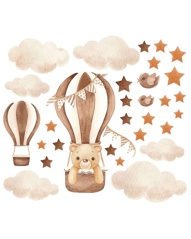 Wallstickers Luftballong Bamse - ØKO Veggklistremerker Barnerom - 30pk