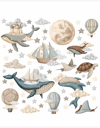 Wallstickers "Drømmeland" Sett 48pk | ØKO Veggklistremerker Barnerom